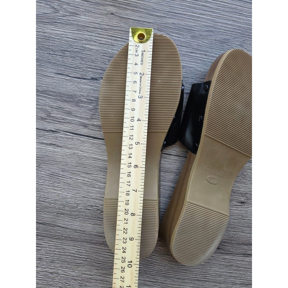 Dr Scholl's Original Collection Exercise Sandals Black Wood Buckle 70s Y2K 9 - Picture 5 of 8